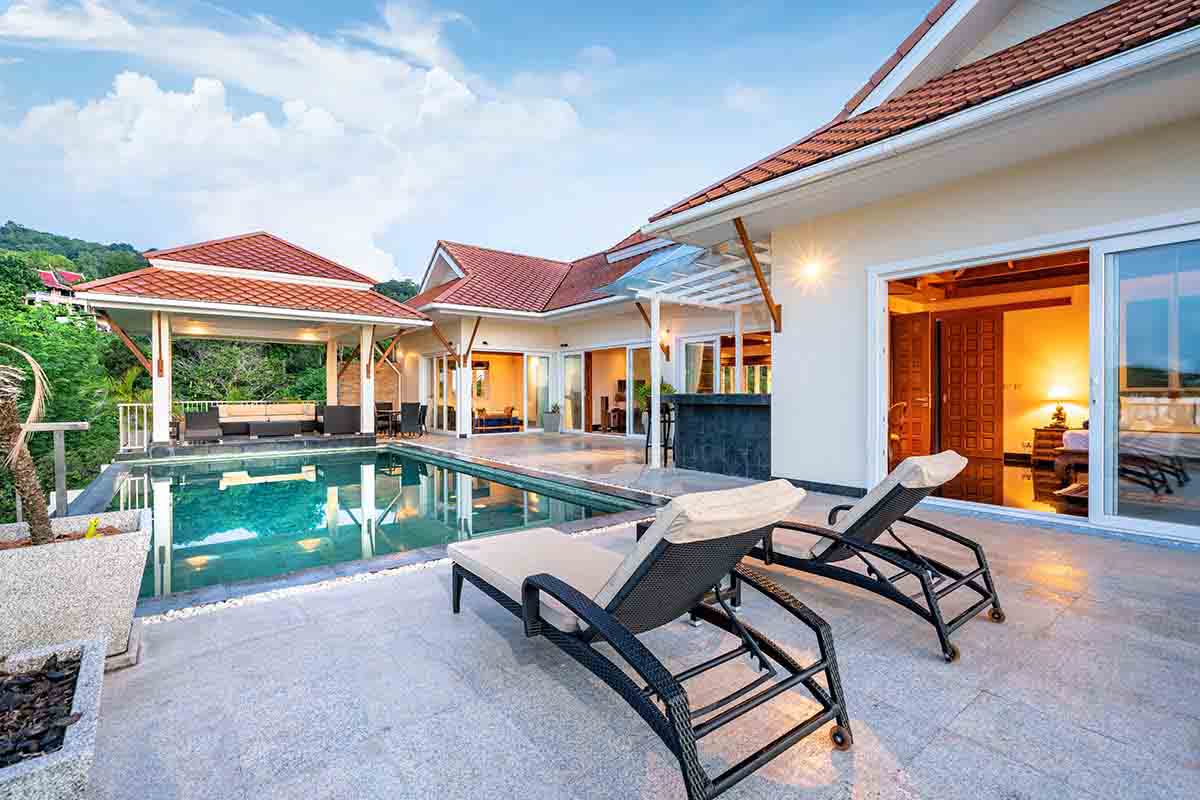 home or house Exterior design showing tropical pool villa with s